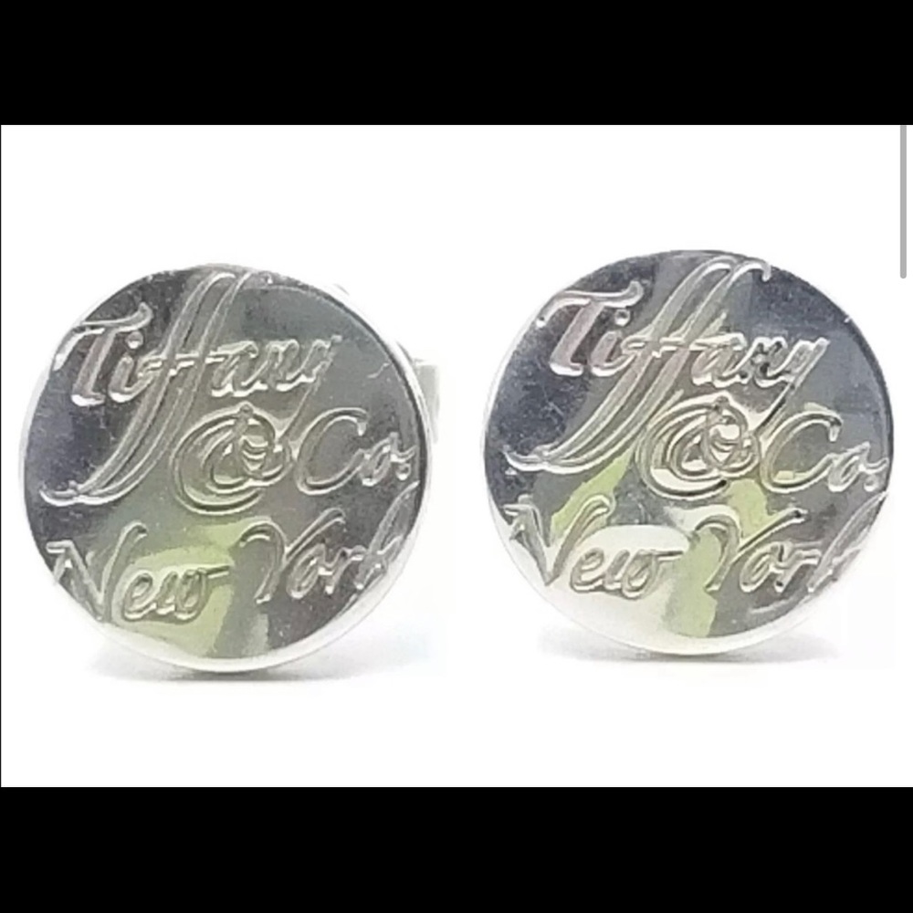 Authentic Tiffany & Co. Sterling Silver 1837 NY Stud Earrings W/ Pouch.